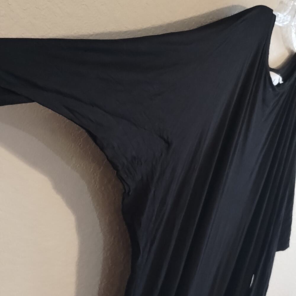 Adeptt European Hand Sewn Black Dolman Bat Sleeve Boheme Lagenlook Dress Large